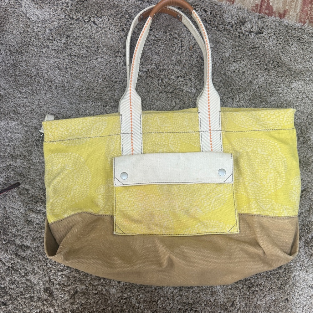 FOSSIL Yellow and Tan Women's Canvas Tote Bag